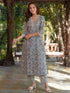Cream Pure Cotton Floral Printed Straight Kurta Pant Set